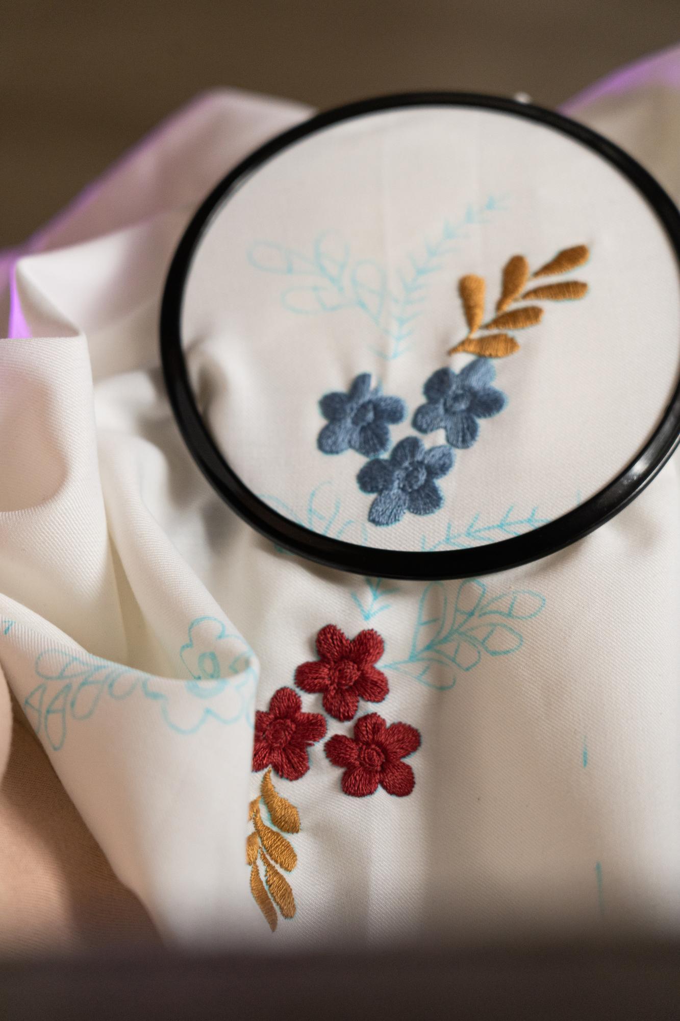 embroidered cuff with floral motif